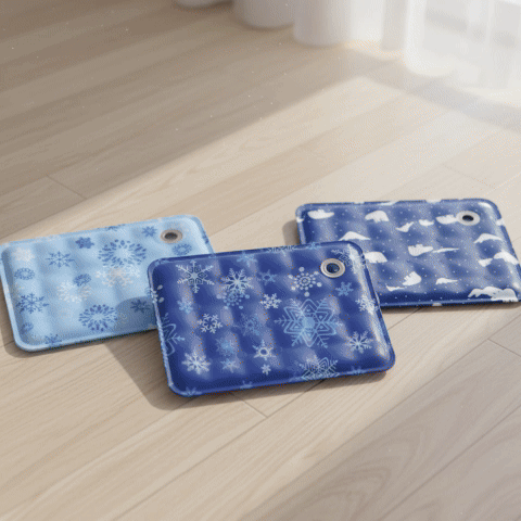 Tapis rafraîchissant Chien GIF trois bleus vide sur le sol et bleus avec golden retriever couché heureux sur tapis sur canapé
