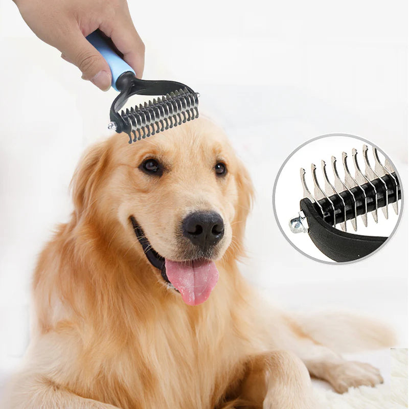 Professional Dog and Cat Grooming Brush for Matted and Curly Fur - Effective Hair Remover and Care Tool