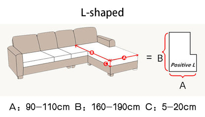 Protection canapé croquis avec mesures pour taille de sectionnel en forme de L