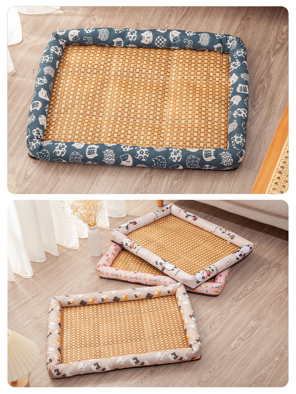 Tapis rafraichissant Chien sur le sol vide proposant différentes couleurs