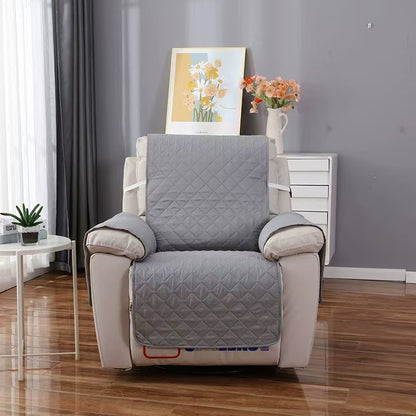 Protection canapé gris vide sur fauteuil  d'appoint ou inclinable blanc 