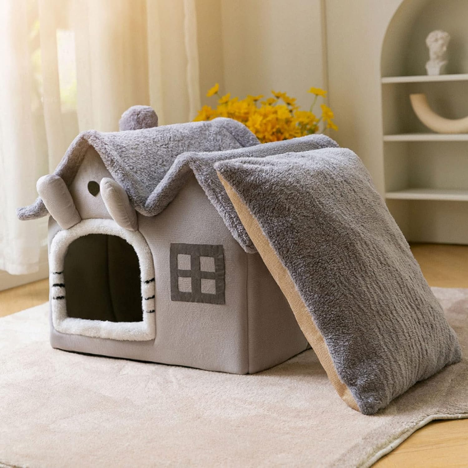 Niche Chien - ComfortableDogHouse™ - Gris Toiture Double - Dogscie