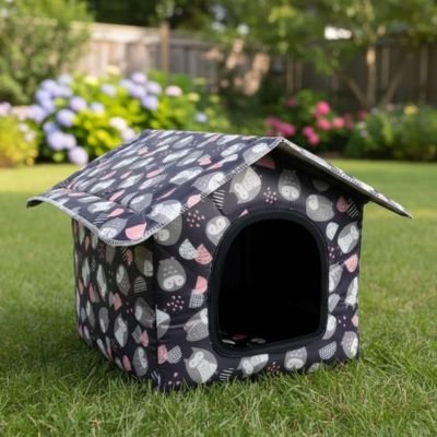 Niche pour Chien extérieur  gris vide sur gazon 