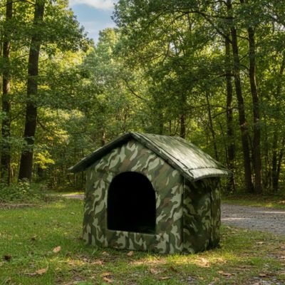 Niche pour Chien extérieur vert camouflage vide en forêt 