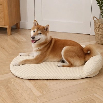 Tapis rafraichissant Chien jaune avec chien heureux couché 