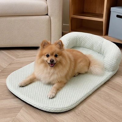 Tapis rafraichissant Chien vert avec petit chien heureux et souriant 